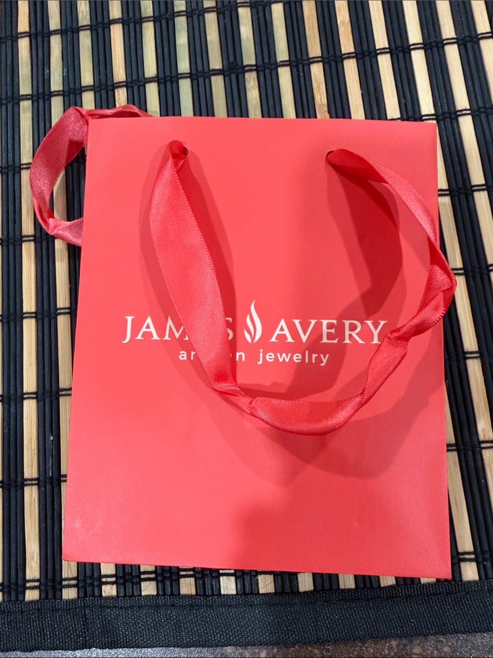 James Avery Coral-Red Jewelry Gift Bag with Ribbon Handles